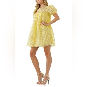 English Factory Yellow Grid Dress